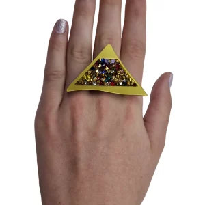 zlat glamour prstan trikotnik Tina Design